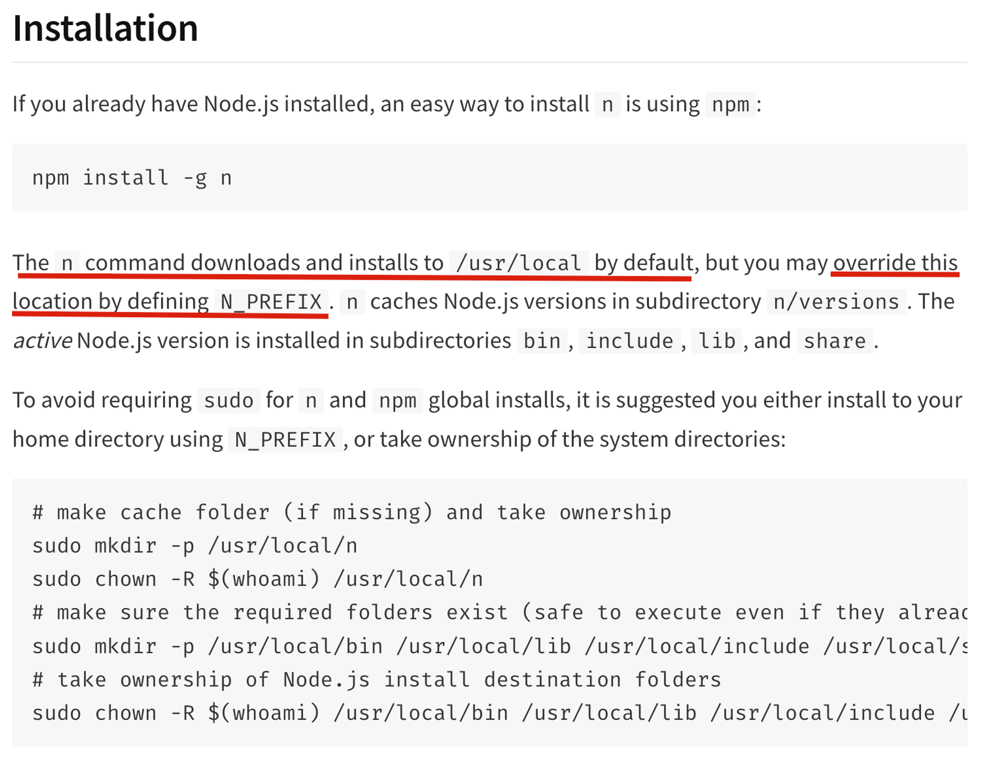 N installation